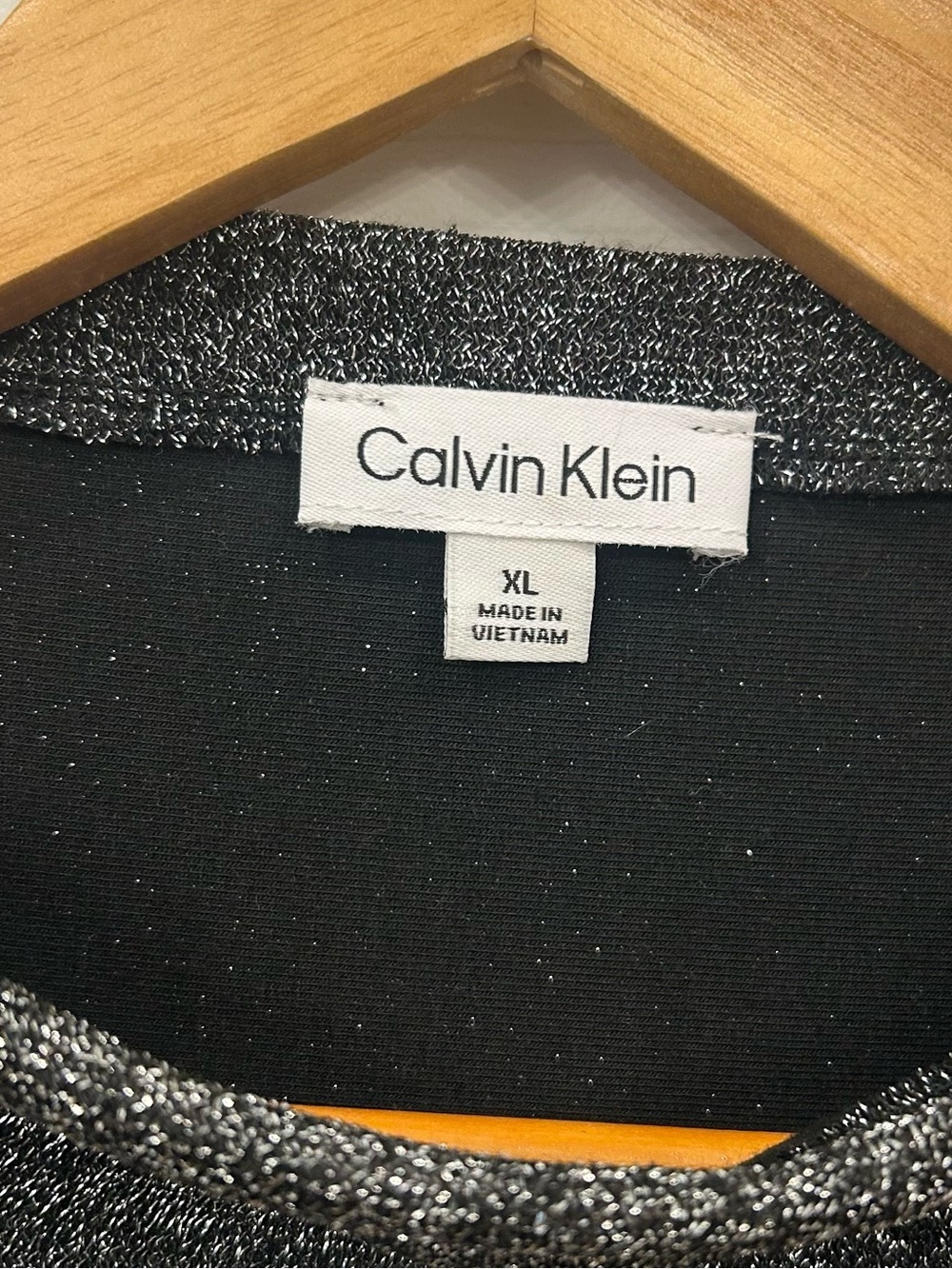 Calvin Klein Metallic Black Short-Sleeve Sparkle Top - Picture 3 of 9